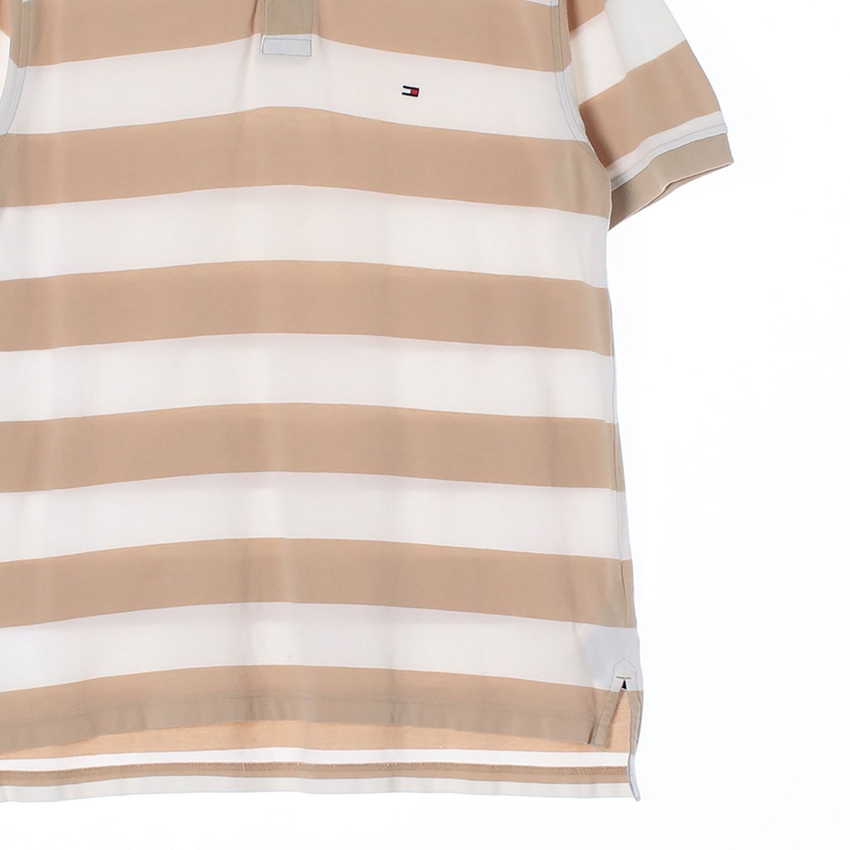 타미힐피거 베이지 스트라이프 반팔 폴로 카라 티셔츠 이미지 3