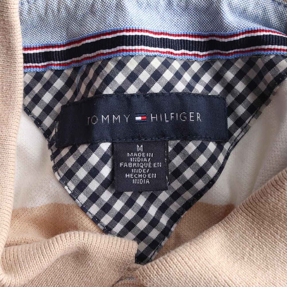 타미힐피거 베이지 스트라이프 반팔 폴로 카라 티셔츠 이미지 5