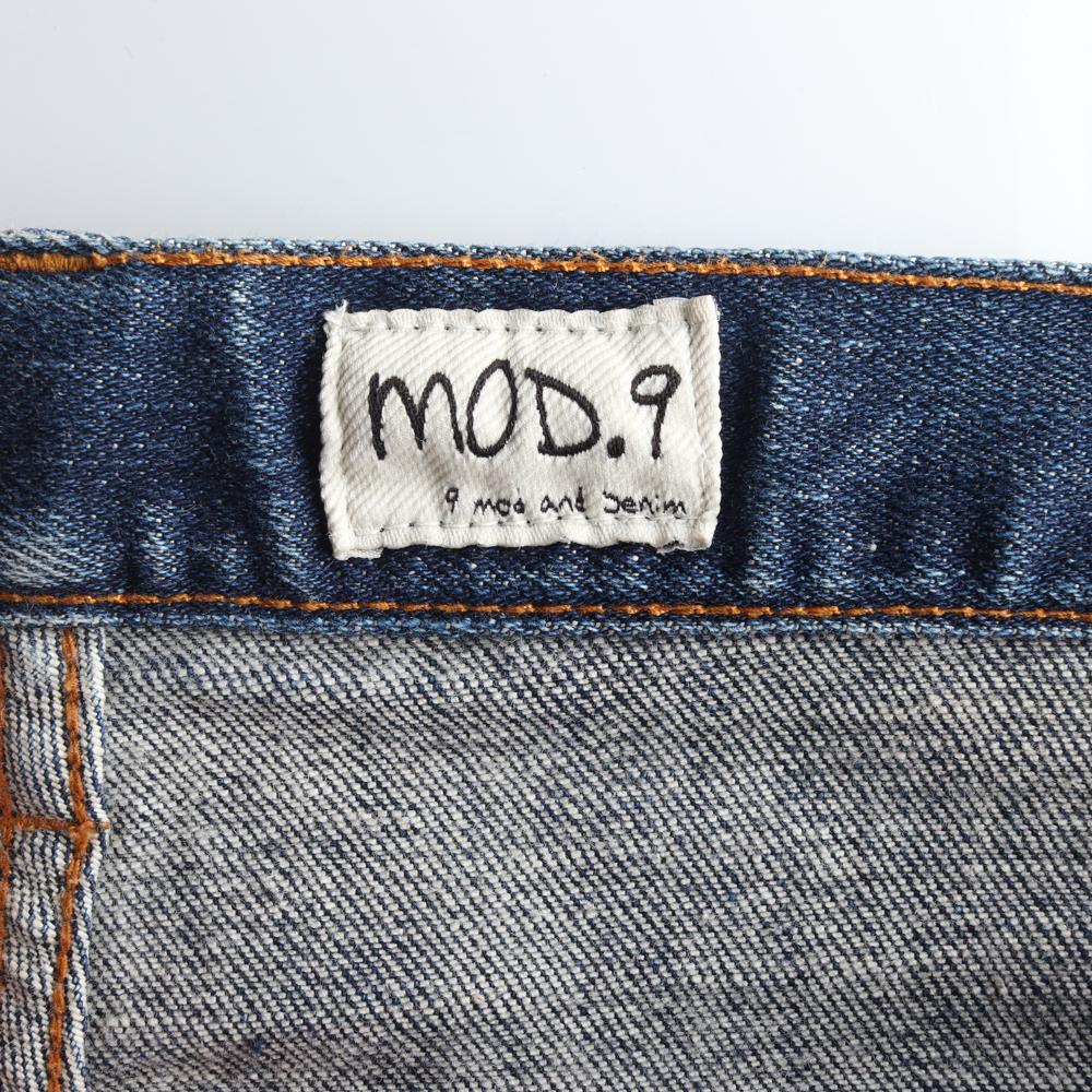 모드나인 진청 워싱 데미지 진 청바지 이미지 5