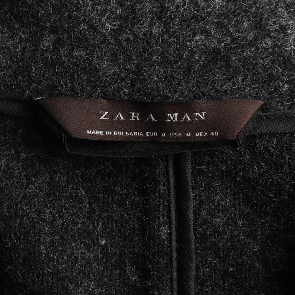 자라 맨 울60 그레이 싱글 롱 코트 이미지 6