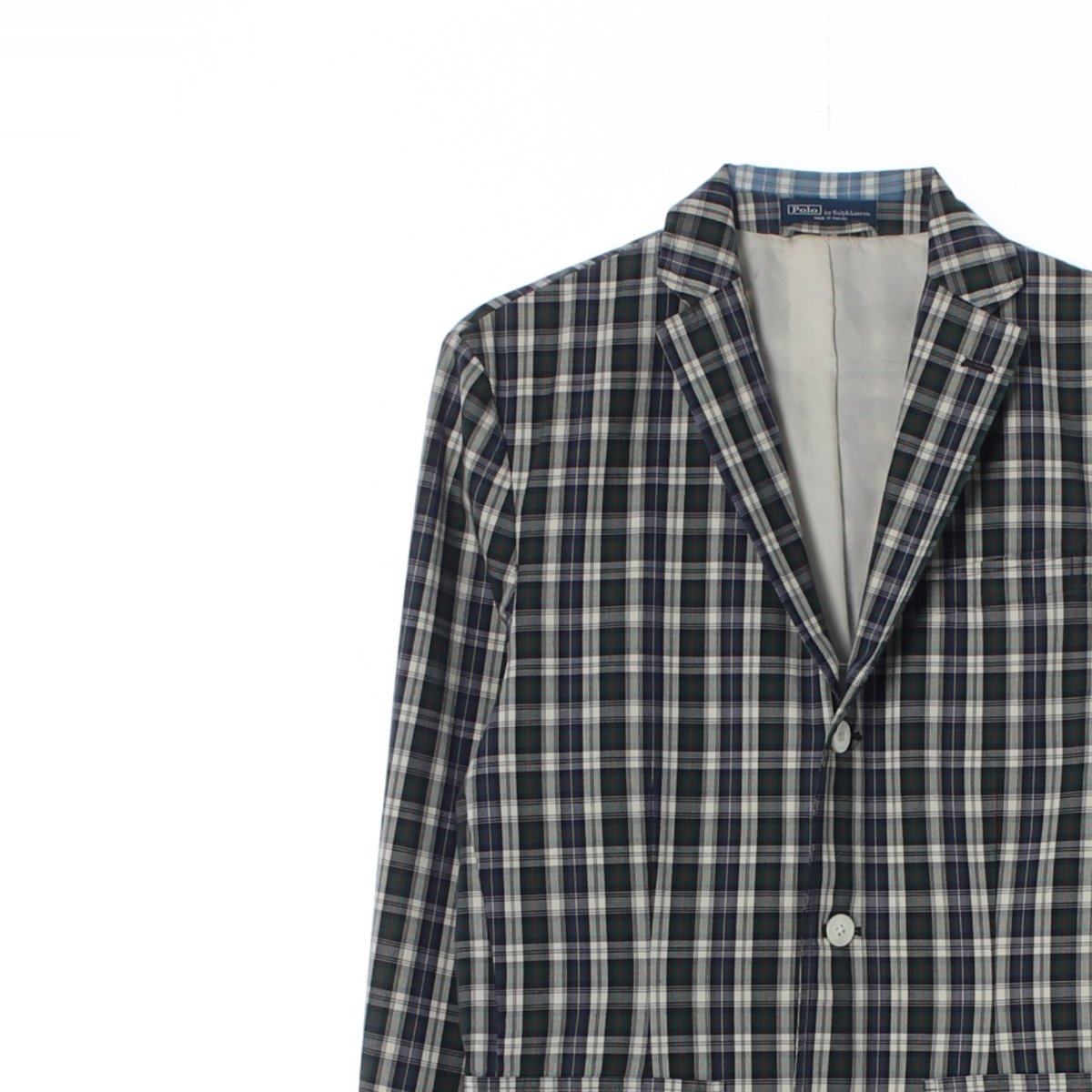 폴로 랄프 로렌 블랙 체크 코튼 싱글 재킷 이미지 2