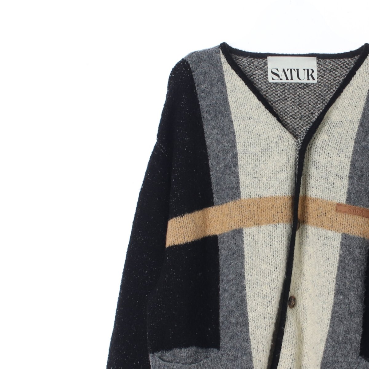 SATUR새터 배색 울 블렌드 가디건 이미지 2