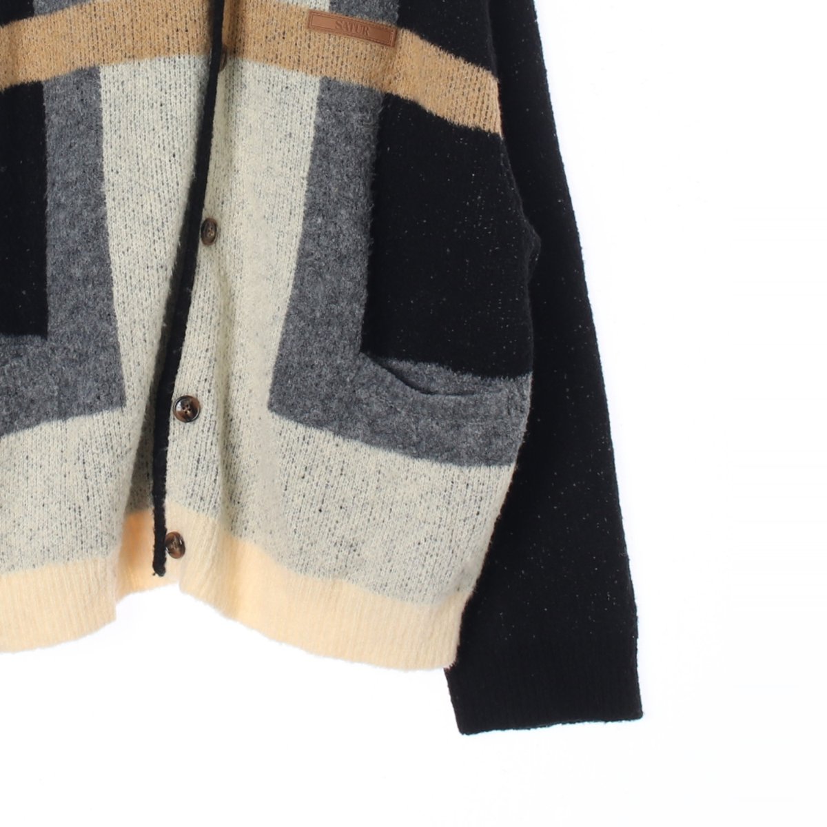 SATUR새터 배색 울 블렌드 가디건 이미지 3