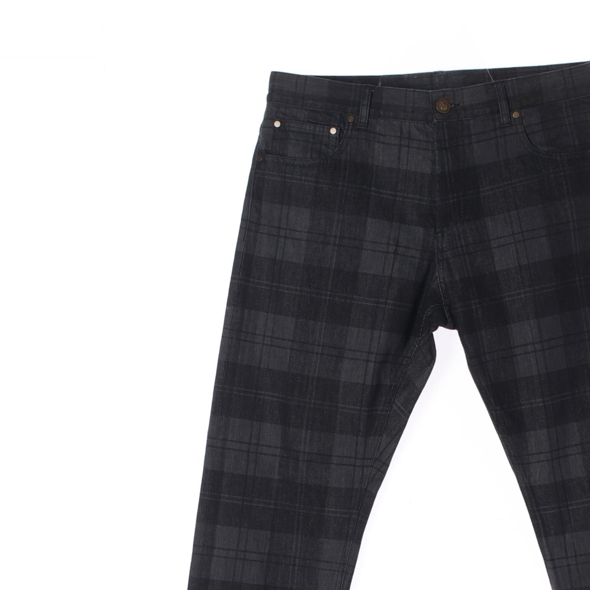 알렉산더 맥퀸 블랙 그레이 체크 데님 청바지 이미지 2