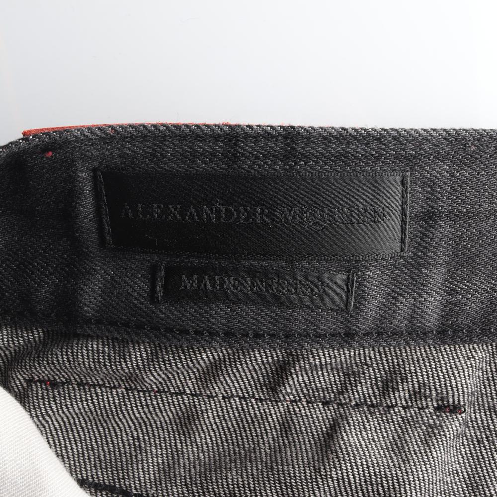 알렉산더 맥퀸 블랙 그레이 체크 데님 청바지 이미지 5