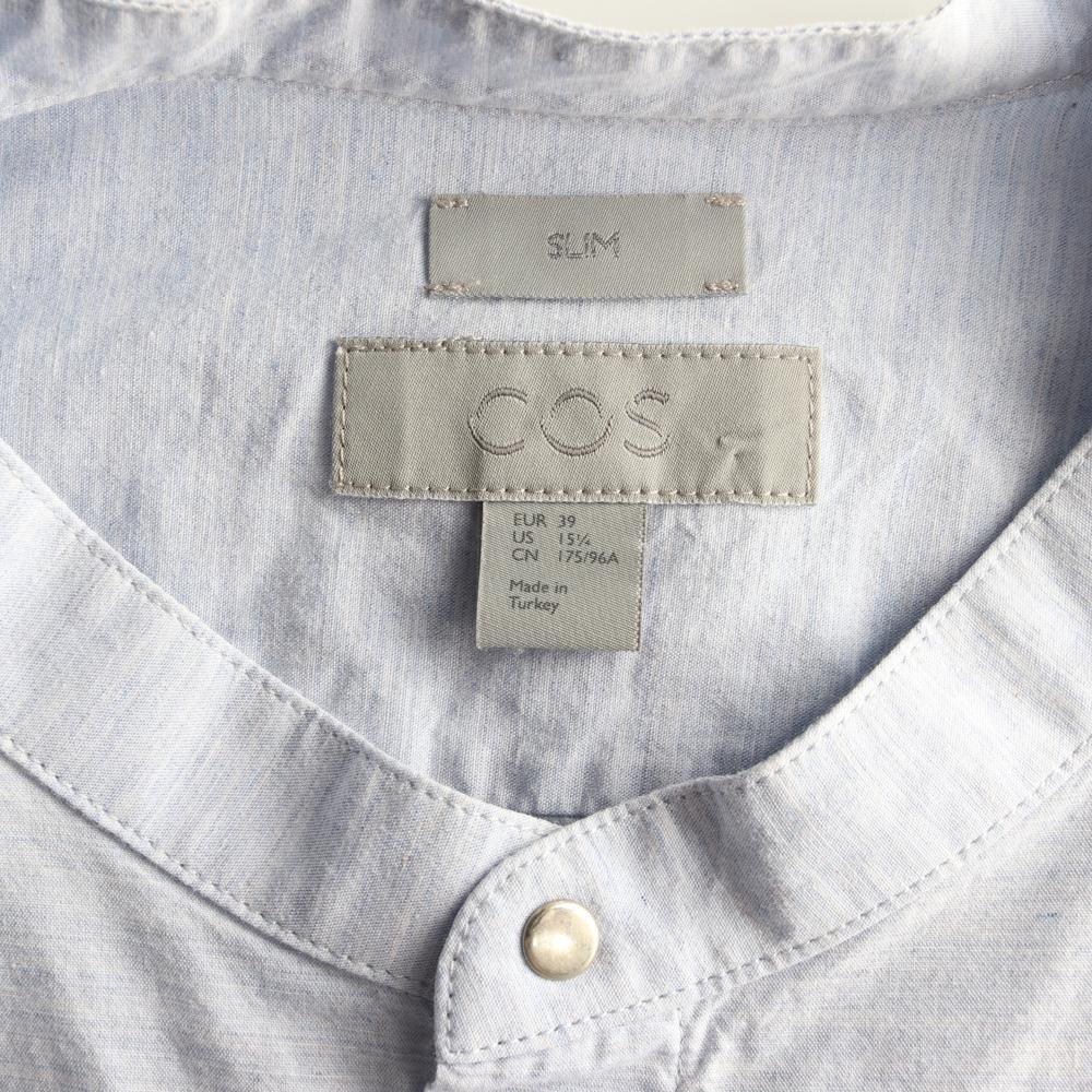 코스 스카이블루 차이나카라 히든버튼 코튼 셔츠 이미지 5