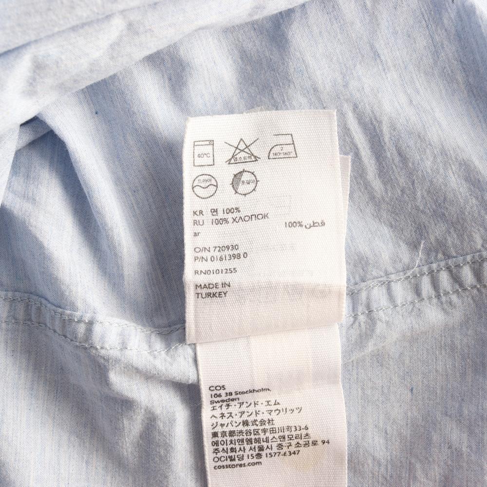 코스 스카이블루 차이나카라 히든버튼 코튼 셔츠 이미지 6