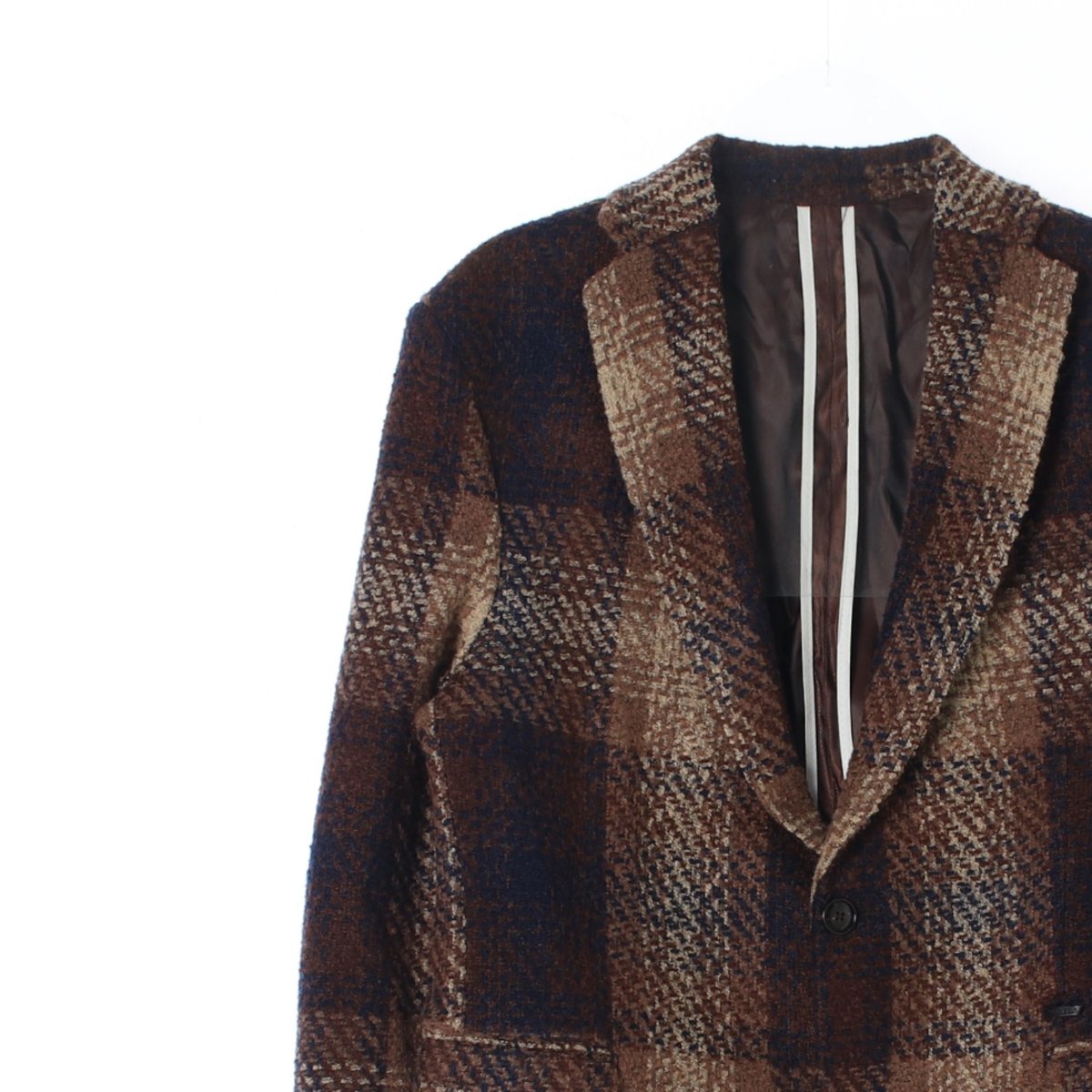 자라 브라운 체크 겨울 싱글 재킷 코트 이미지 2