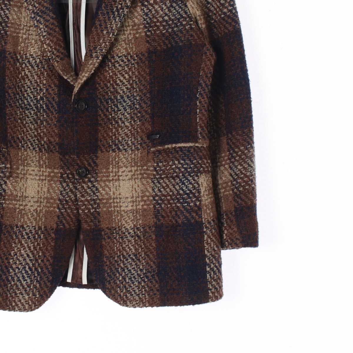 자라 브라운 체크 겨울 싱글 재킷 코트 이미지 3