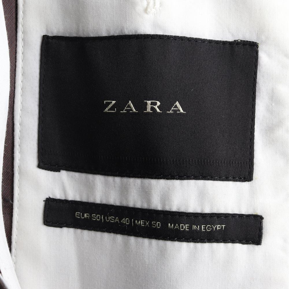 자라 브라운 체크 겨울 싱글 재킷 코트 이미지 5