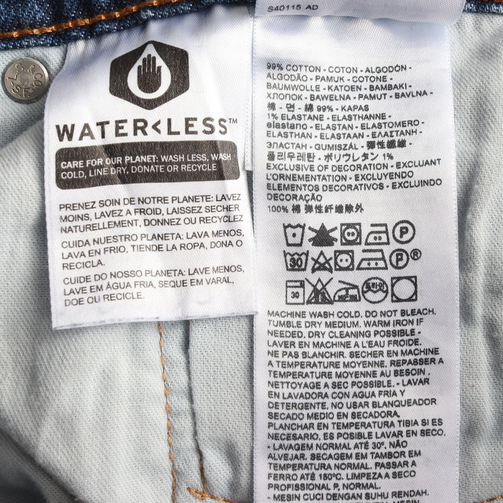 리바이스 501 중청 밑단 절개 데님 진 청바지 이미지 5