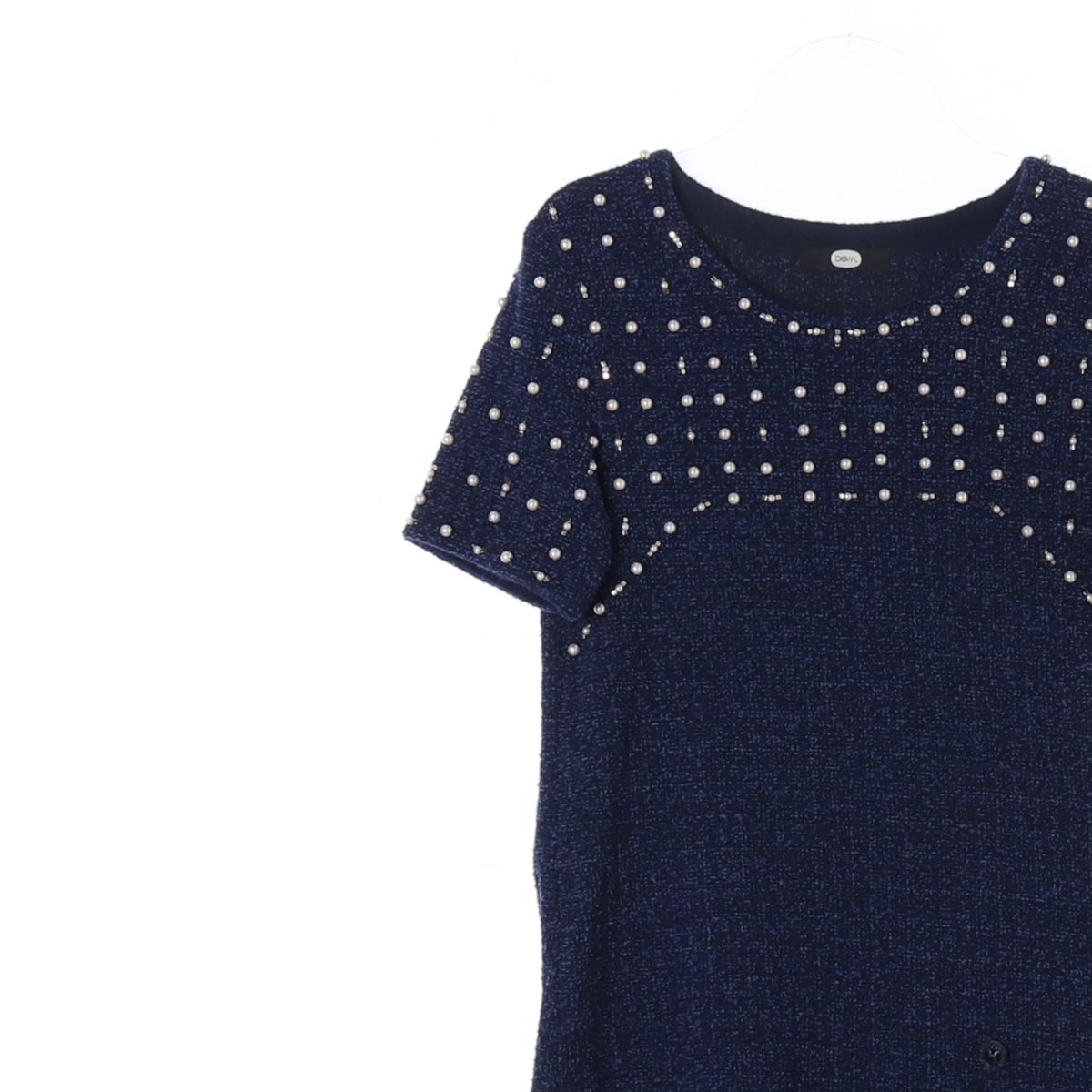 듀엘 네이비 진주 장식 울 니트 미니원피스 이미지 2