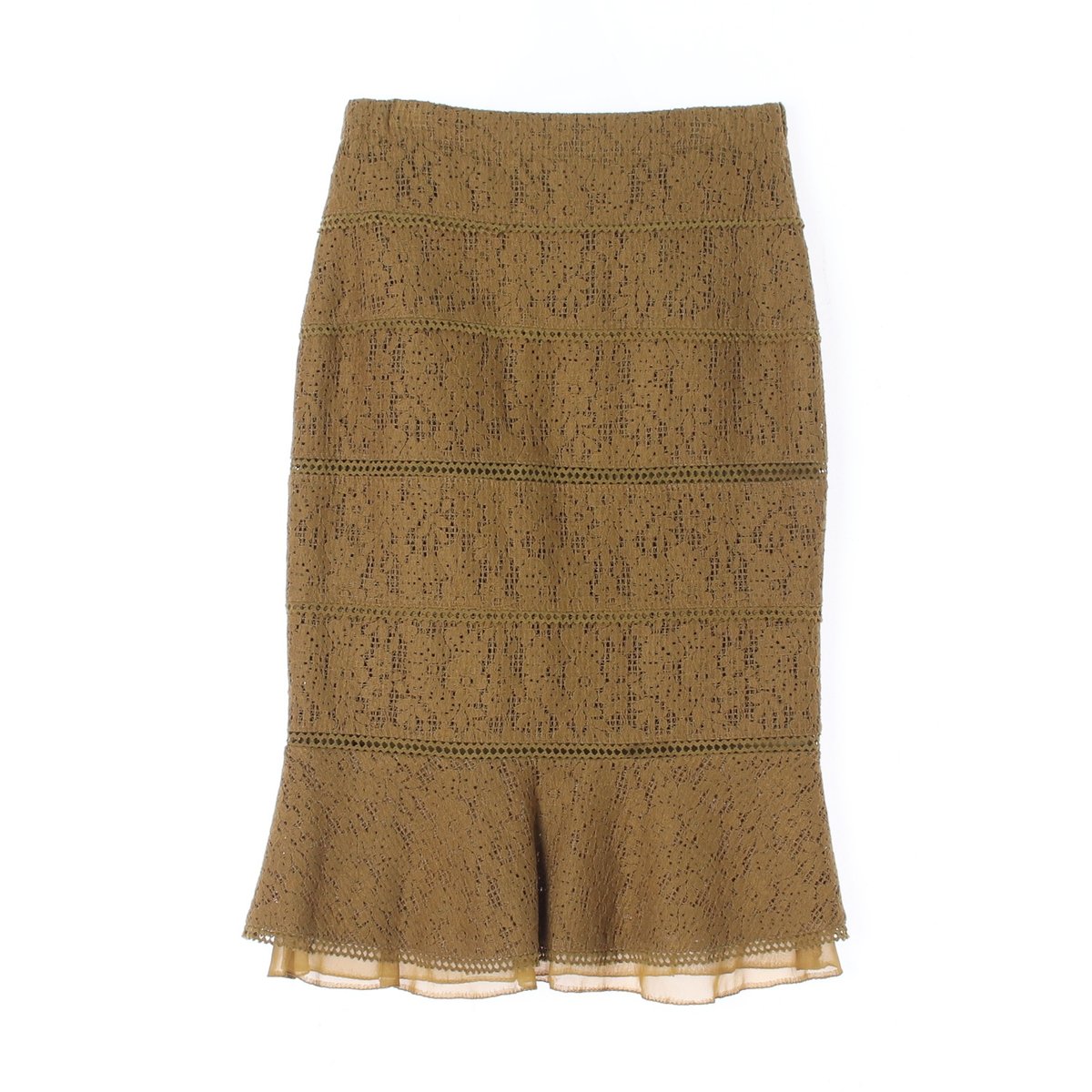 마인 카키 트위드 레이어드 트럼펫스커트 이미지 4