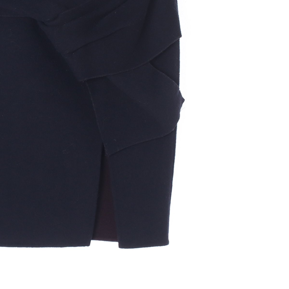 오즈세컨 울61 네이비 버건디 리본 드레이프 스커트 이미지 3