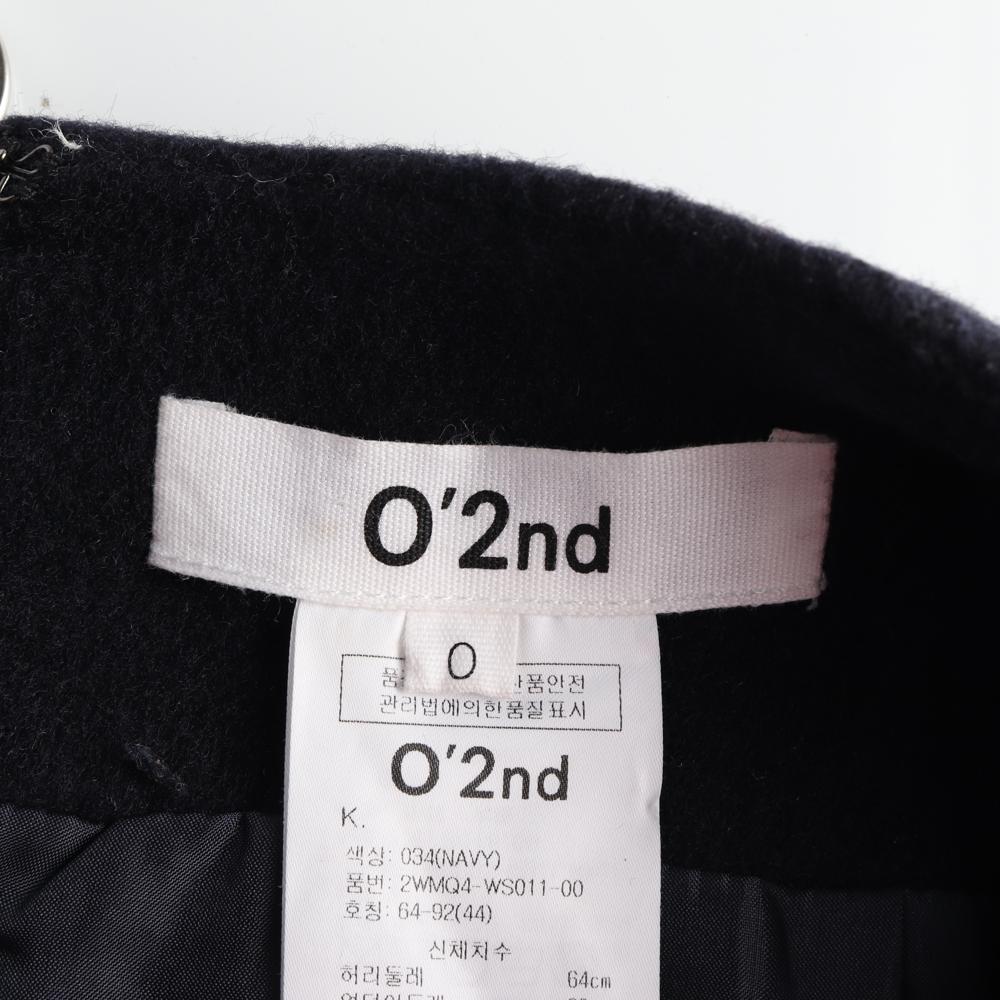 오즈세컨 울61 네이비 버건디 리본 드레이프 스커트 이미지 5