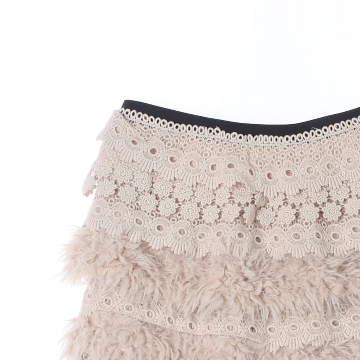 오즈세컨 베이지 레이스 퍼 밴딩 미니 티어드스커트 이미지 2