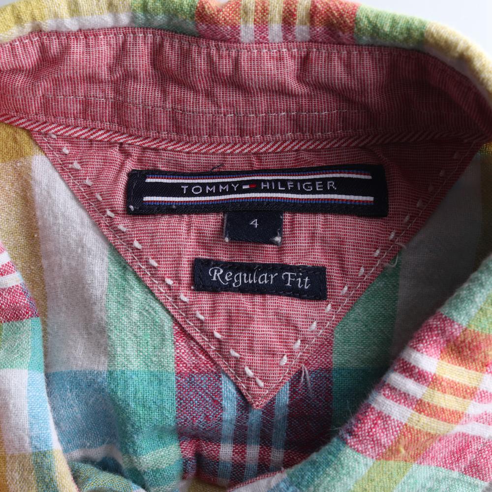 타미힐피거 린넨 체크 하프 버튼 긴팔 셔츠 이미지 5