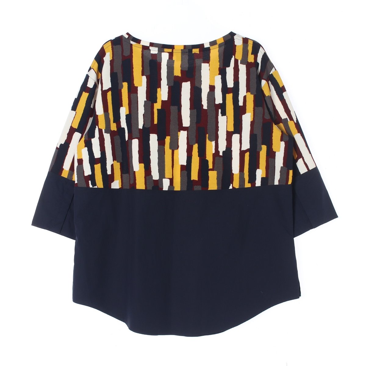 코스 네이비 패턴 배색 오버핏 티셔츠 이미지 4