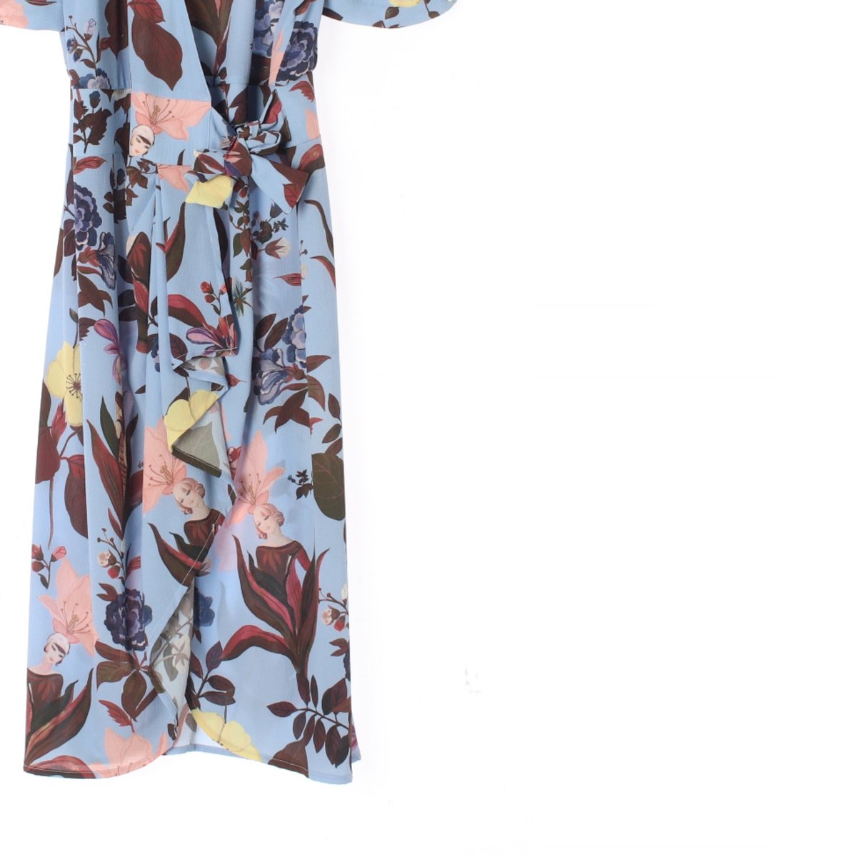 비베타 스카이블루 플라워 반팔 랩 원피스 이미지 3