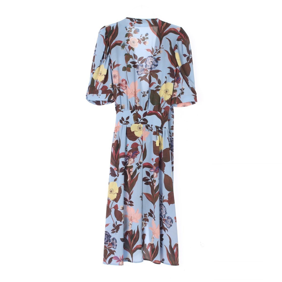 비베타 스카이블루 플라워 반팔 랩 원피스 이미지 4