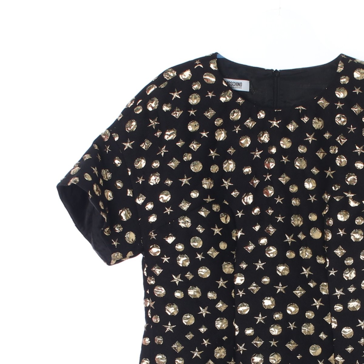 모스키노 골드 스터드 스타일 실크 반팔 블라우스 이미지 2