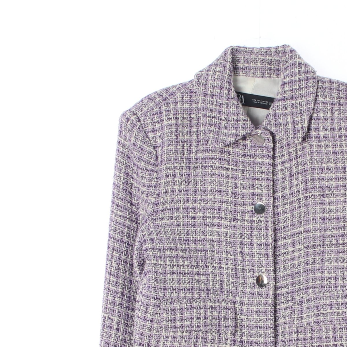 자라 퍼플 트위드 크롭 재킷 이미지 2