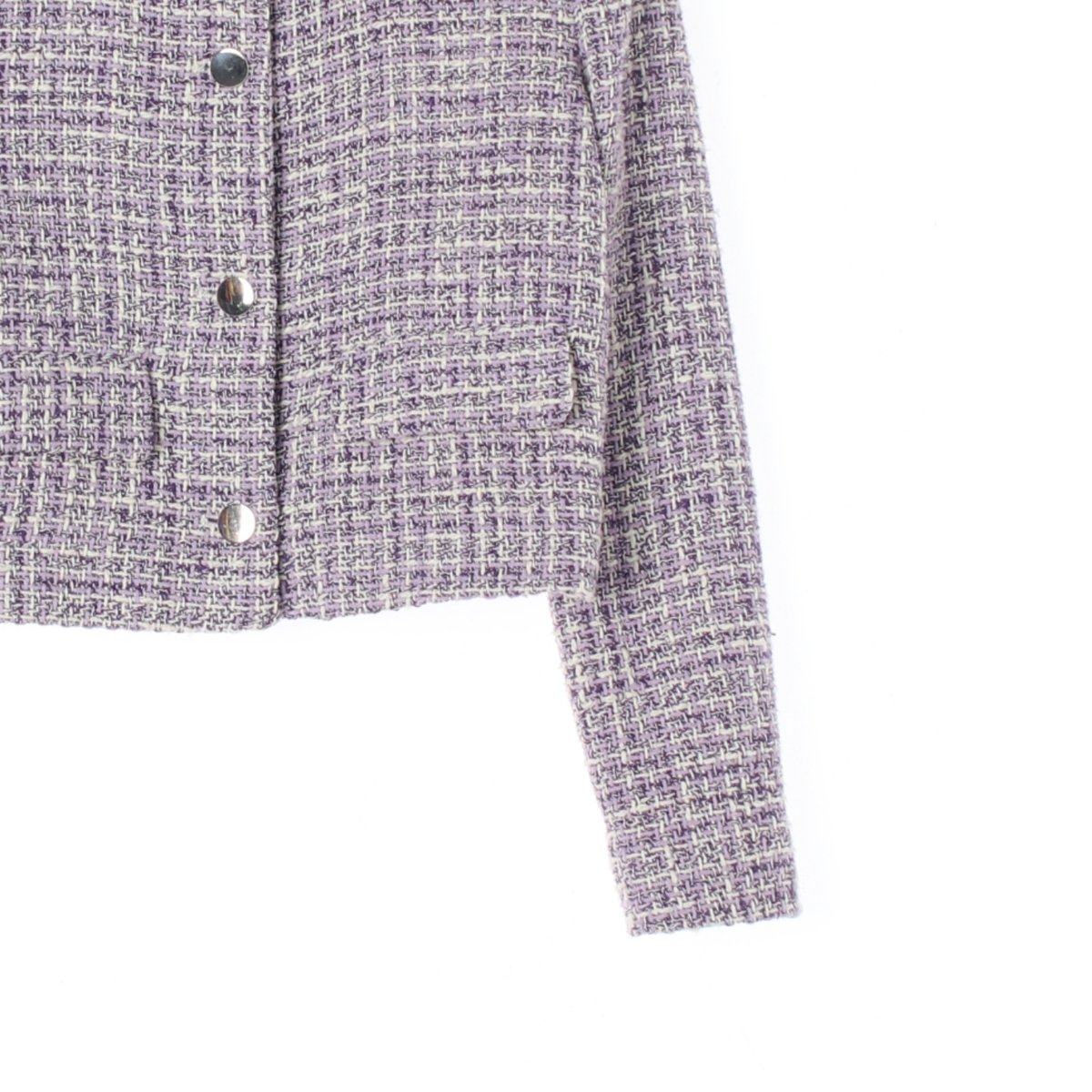자라 퍼플 트위드 크롭 재킷 이미지 3