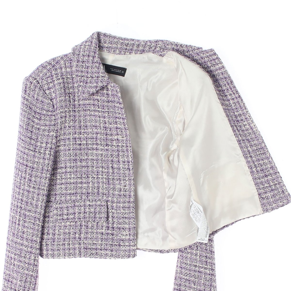 자라 퍼플 트위드 크롭 재킷 이미지 4