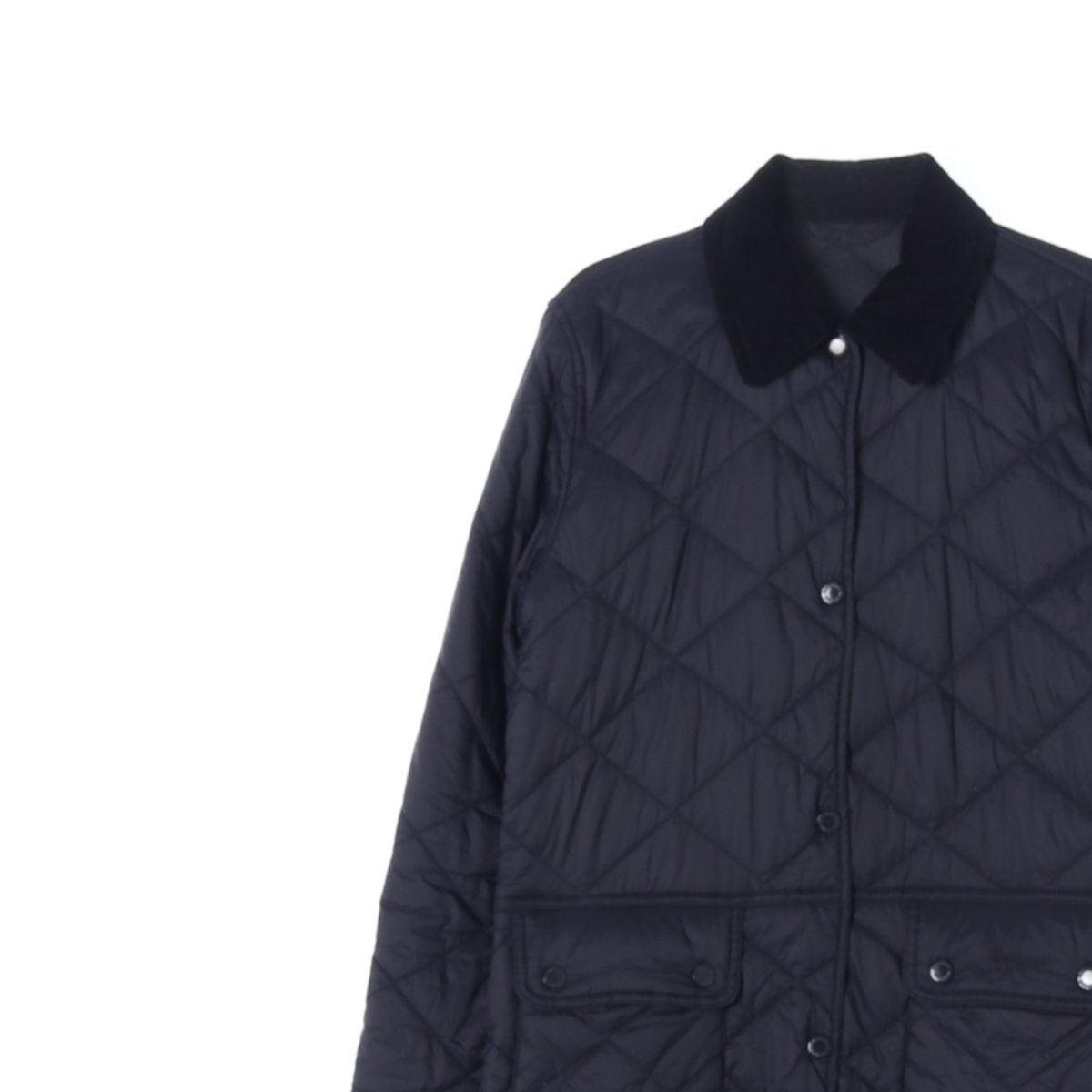 바버 네이비 롱 퀼팅 패딩 재킷 이미지 2