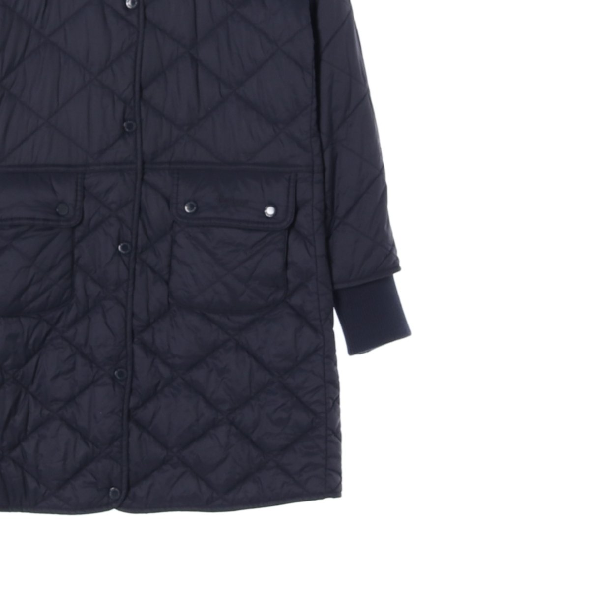 바버 네이비 롱 퀼팅 패딩 재킷 이미지 3