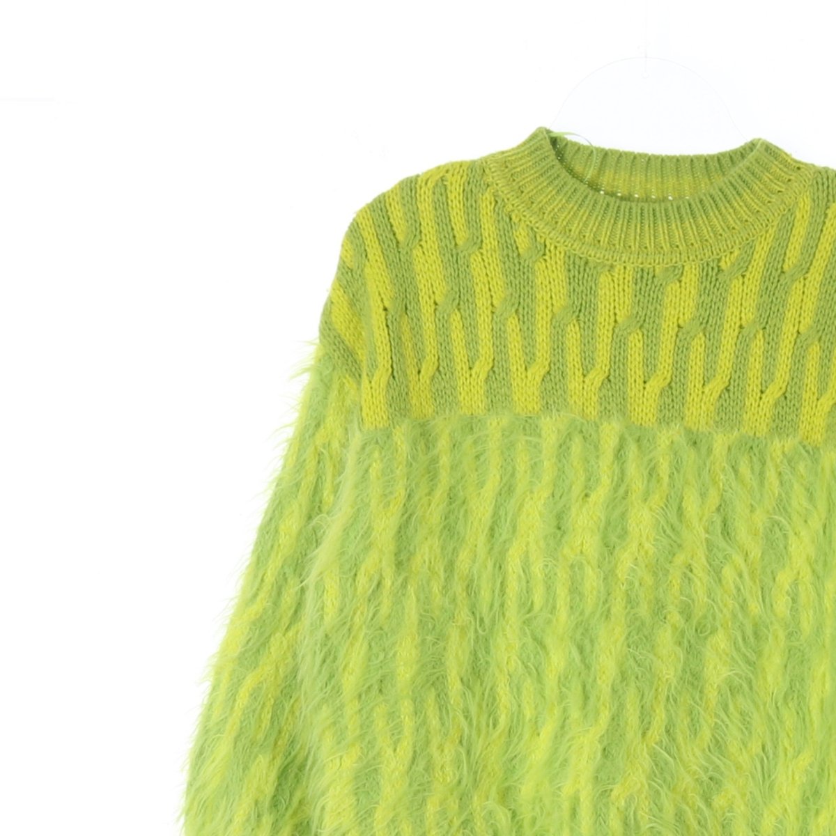 자라 그린옐로우 라운드 헤어리 니트 스웨터 이미지 2