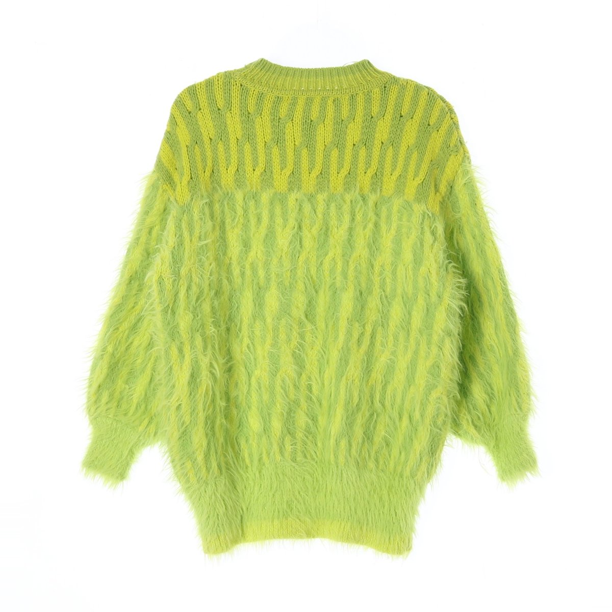 자라 그린옐로우 라운드 헤어리 니트 스웨터 이미지 4