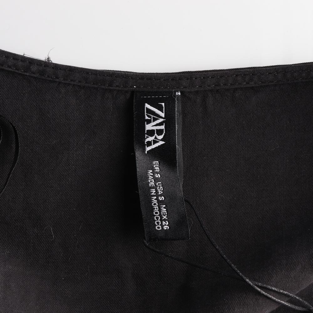 자라 블랙 러플 소매 브이넥 셔츠 미니 원피스 이미지 5