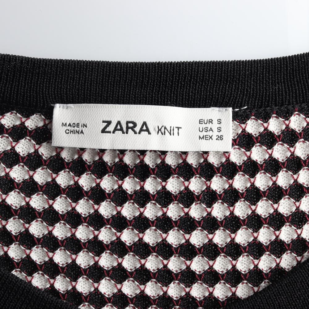 자라 블랙화이트 패턴 긴팔 라운드 가디건 이미지 5