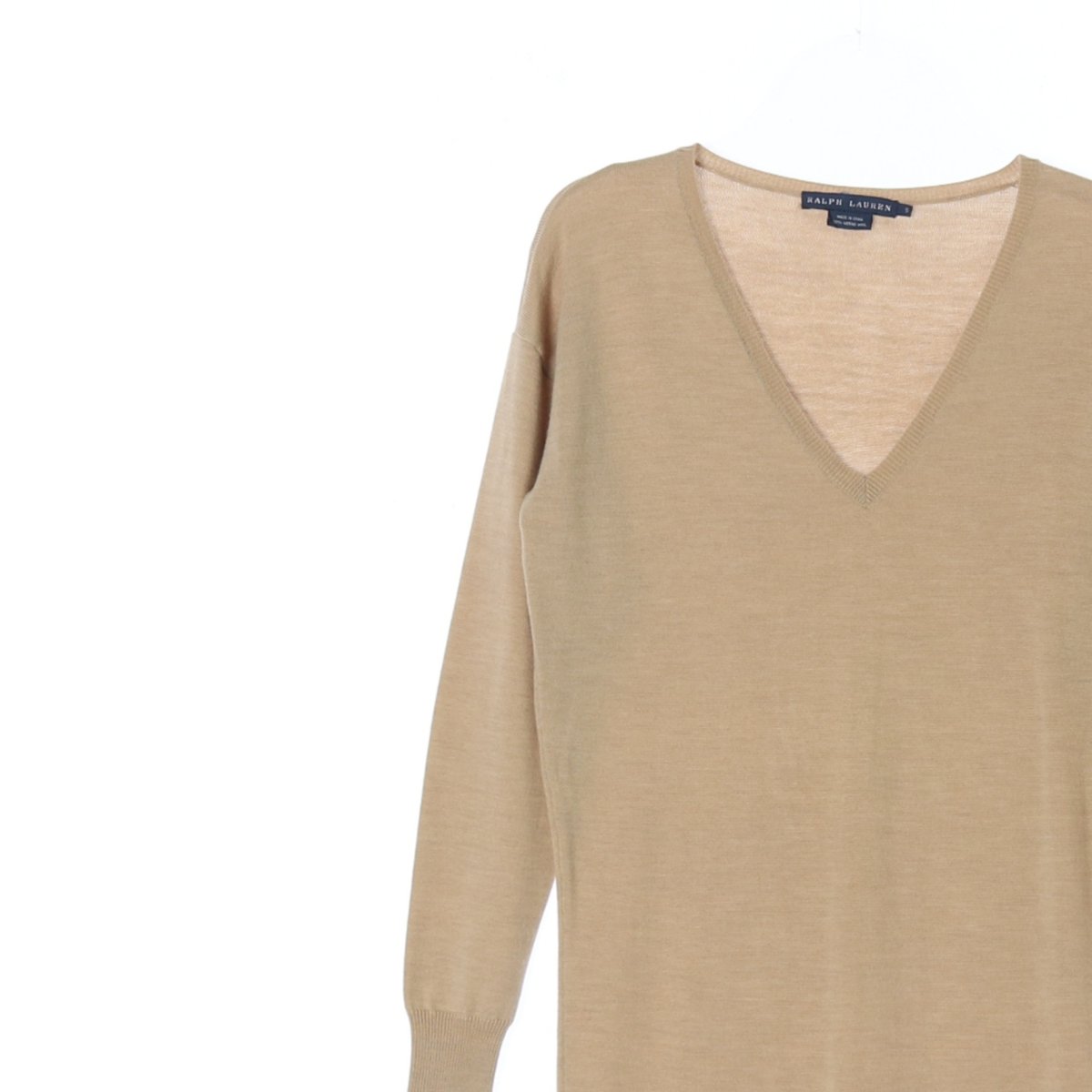 폴로 랄프 로렌 베이지 메리노울100% 브이넥 니트원피스 이미지 2