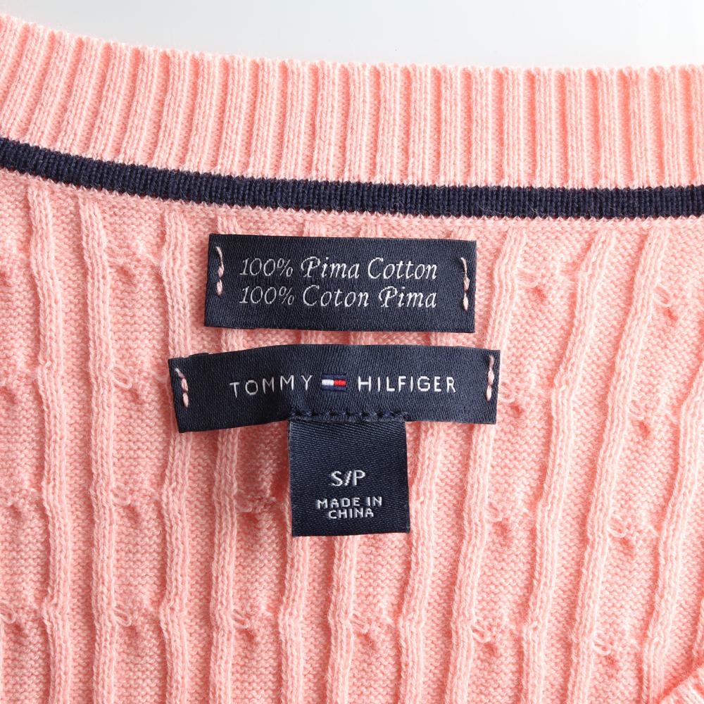 타미힐피거 코랄 코튼100% 브이넥 꽈배기 니트 스웨터 이미지 5