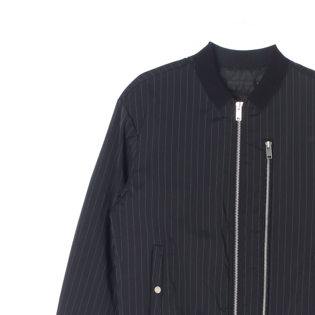 플랙 블랙 스트라이프 패딩 블루종 점퍼 이미지 2