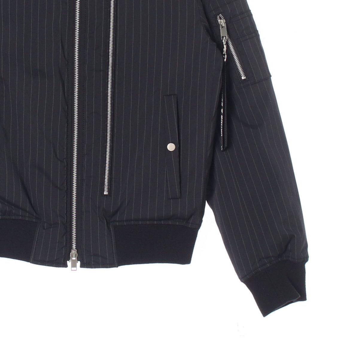 플랙 블랙 스트라이프 패딩 블루종 점퍼 이미지 3