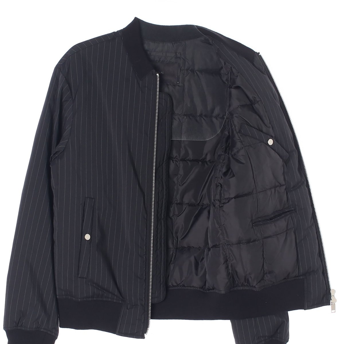 플랙 블랙 스트라이프 패딩 블루종 점퍼 이미지 4