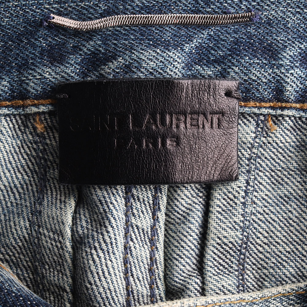 생로랑 중청 워싱 데미지 진 데님 청바지 이미지 5