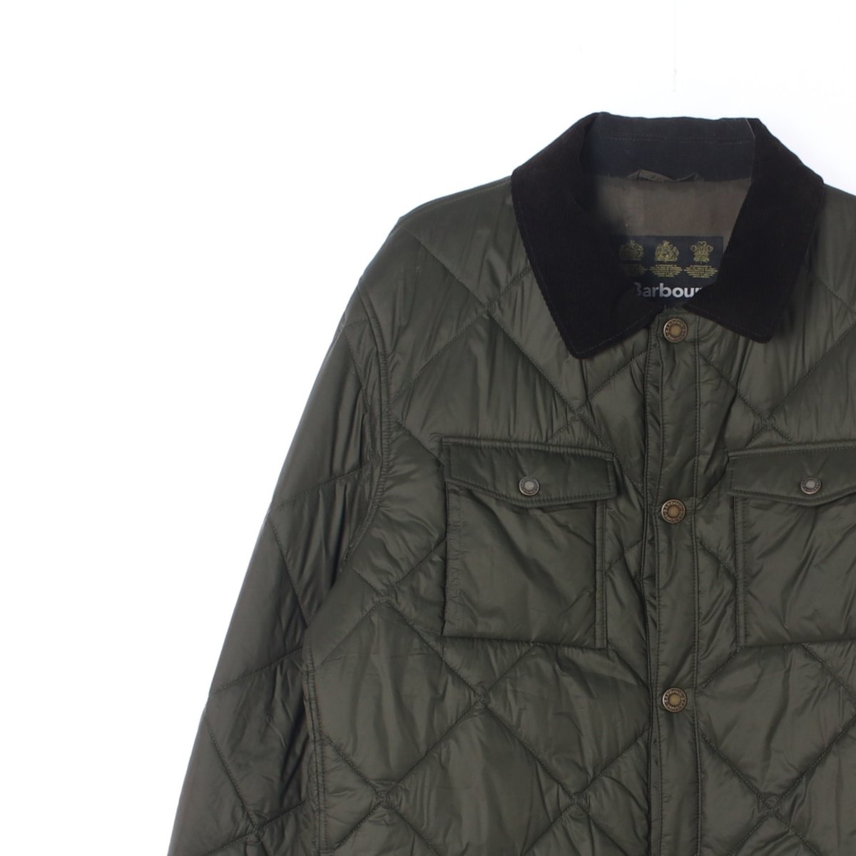 바버 카키 퀼팅 패딩 셔츠 재킷 이미지 2
