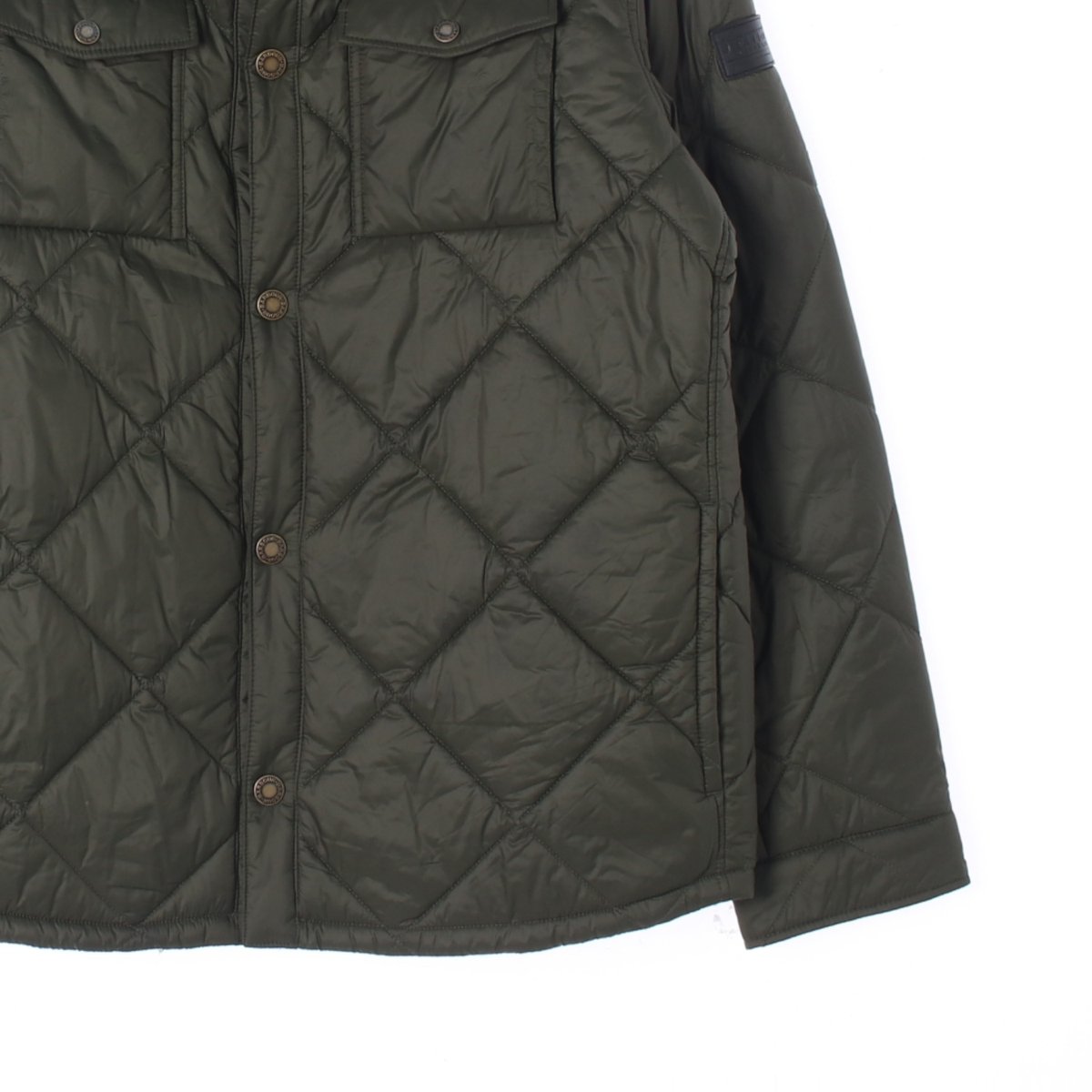 바버 카키 퀼팅 패딩 셔츠 재킷 이미지 3