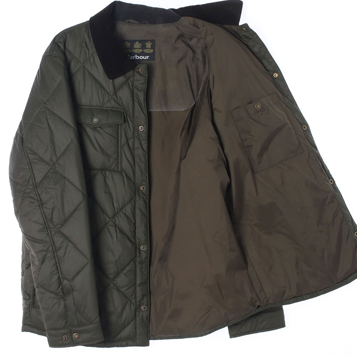 바버 카키 퀼팅 패딩 셔츠 재킷 이미지 4
