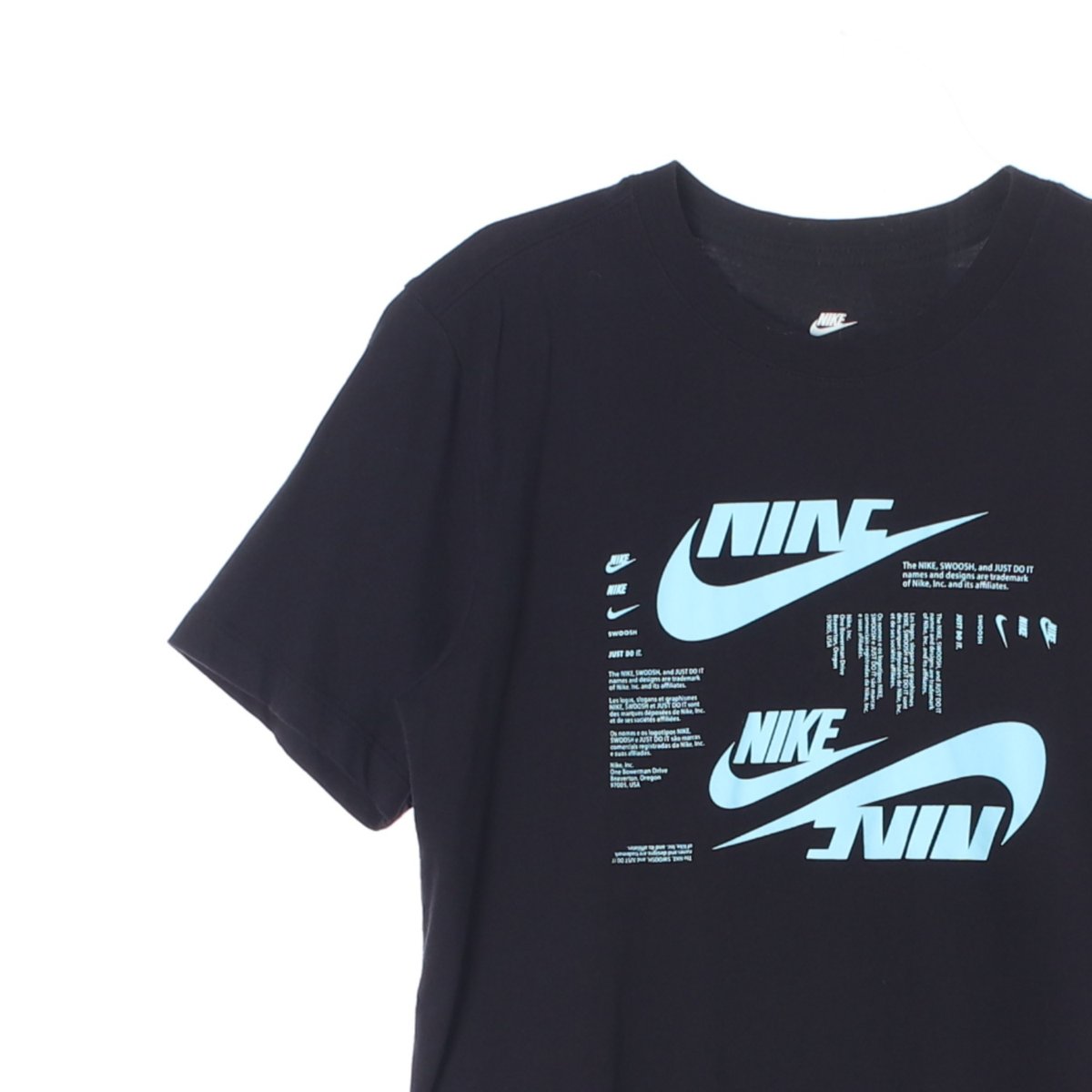 나이키 블랙 하늘색 로고 반팔 라운드 티셔츠 이미지 2