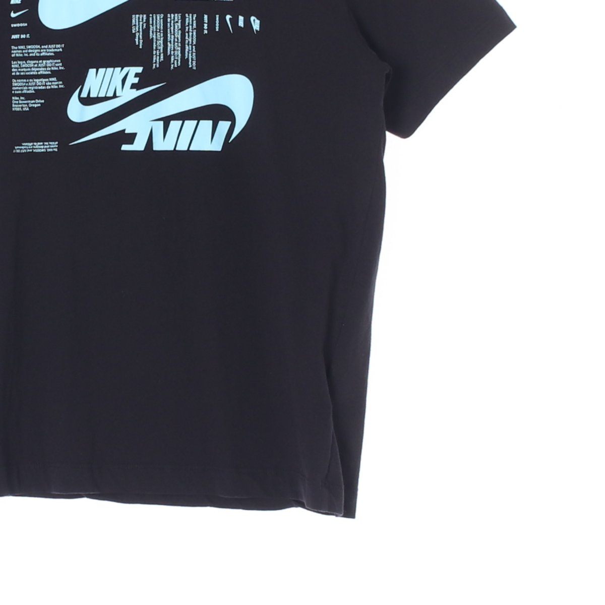 나이키 블랙 하늘색 로고 반팔 라운드 티셔츠 이미지 3