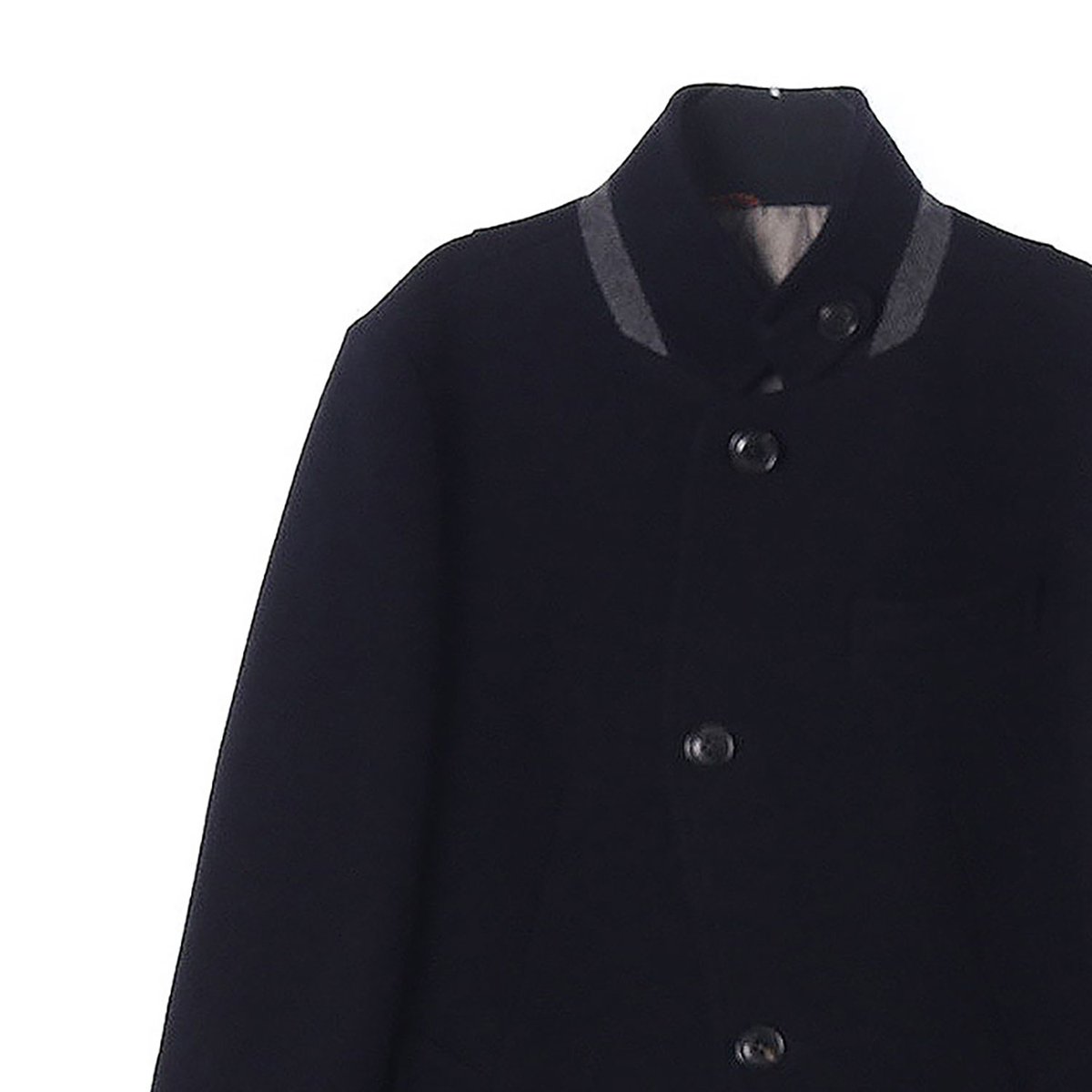 커스텀멜로우 울87% 네이비 하이넥 싱글 발마칸 코트 이미지 2