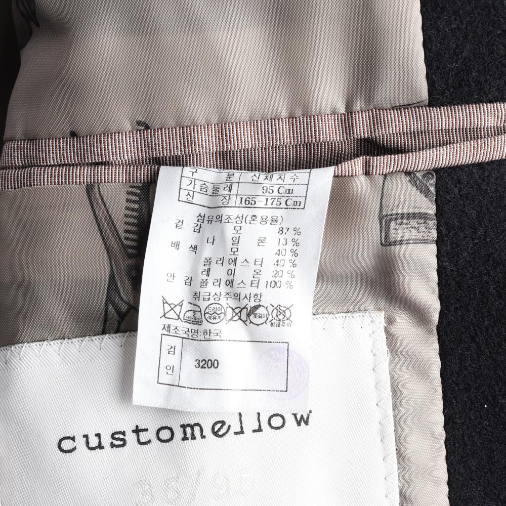 커스텀멜로우 울87% 네이비 하이넥 싱글 발마칸 코트 이미지 7