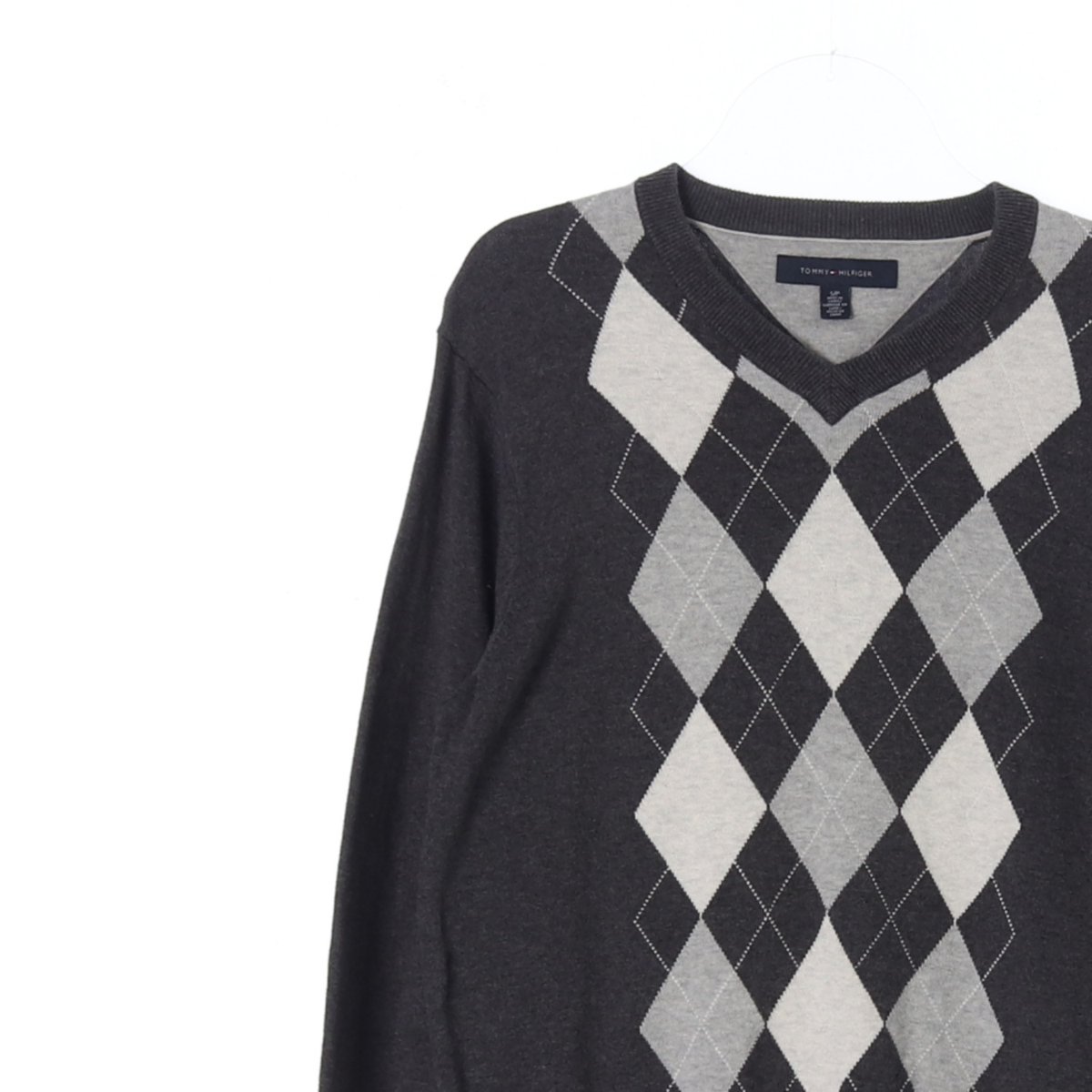 타미힐피거 차콜 아가일 체크 코튼 니트 스웨터 이미지 2