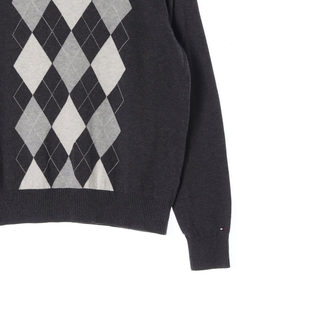 타미힐피거 차콜 아가일 체크 코튼 니트 스웨터 이미지 3