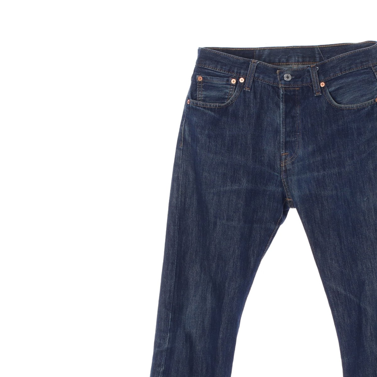 리바이스501 진청 워싱 롤업 데님 진 청바지 이미지 2